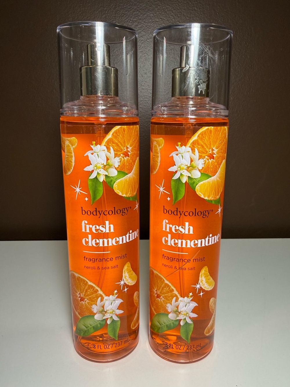 2 PACK Bodycology Fresh Clementine Body Spray Fragrance Mist 8 Fl Oz, NEW